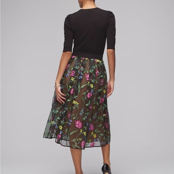 NWT! White House Black Market Embroidered Fit & Flare Skirt - Picture 4 of 6